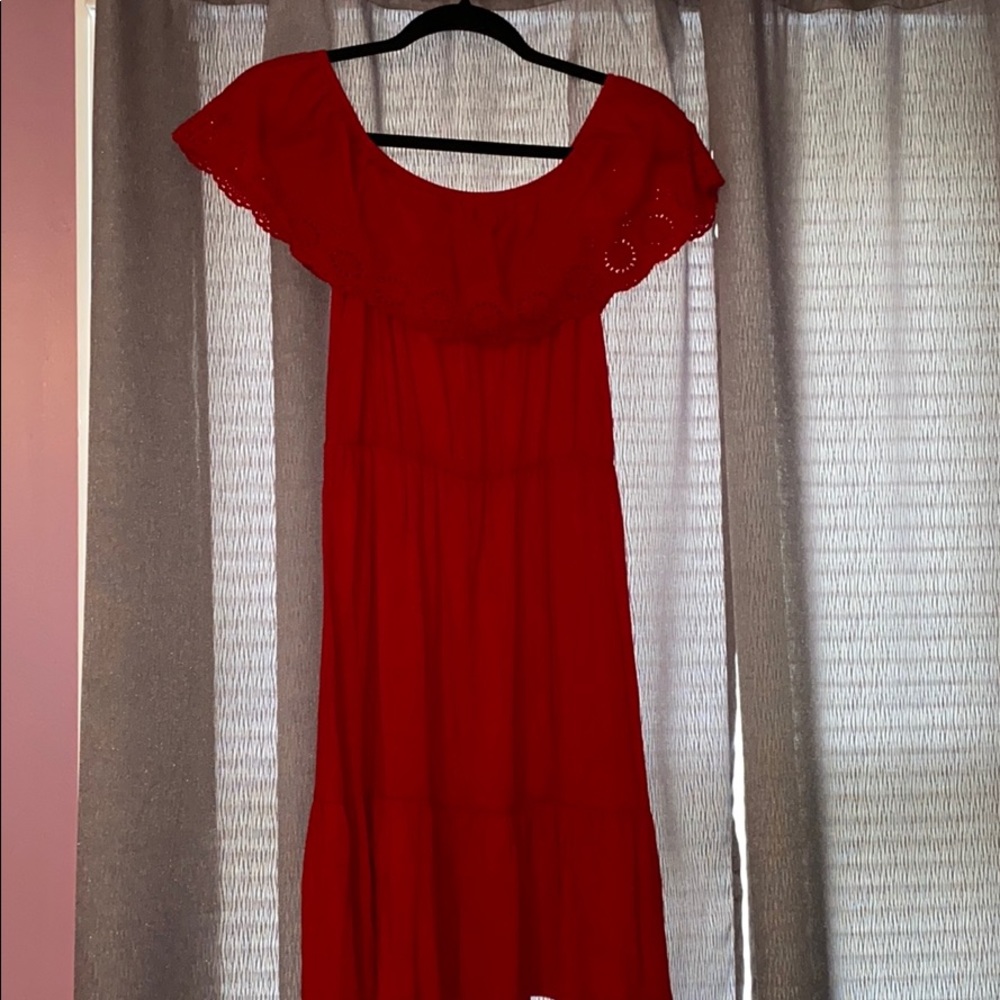 Off Shoulder Ruffle Jersey Dress - Picture 2 of 3